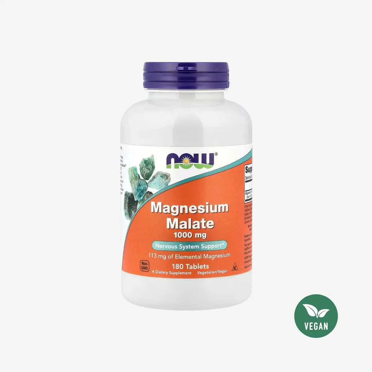 NOW Magnezijev malat z visoko stopnjo absorpcije ter biorazpoložljivosti, je pomemben element, ki v telesu sodeluje v več kot 300 encimskih sistemih.