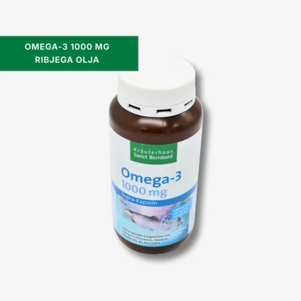 Omega-3 Supra kapsule z 1000 mg ribjega olja, EPA in DHA za delovanje srca. Z folno kislino za delitvev celic – pomembno tudi pri načrtovanju nosečnosti.