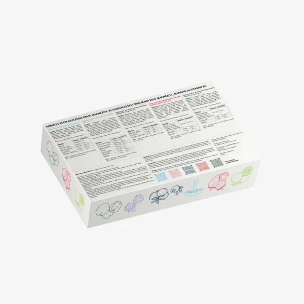 Komplet Miraculous MG magnezij v prahu združuje 5 okusov in 6 organskih oblik magnezija z vitaminom B6 ter manganom. Magnezij prispeva k zmanjševanju utrujenosti ter normalnemu delovanju mišic in živčnega sistema.