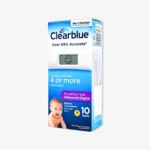 Clearblue Digital Advanced digitalni ovulacijski test spremlja estrogen in LH ter prepozna 4 plodne dni v ciklu. Jasen prikaz rezultatov.